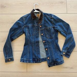 GAP Blue Denim Jacket with Brown Corduroy Collar